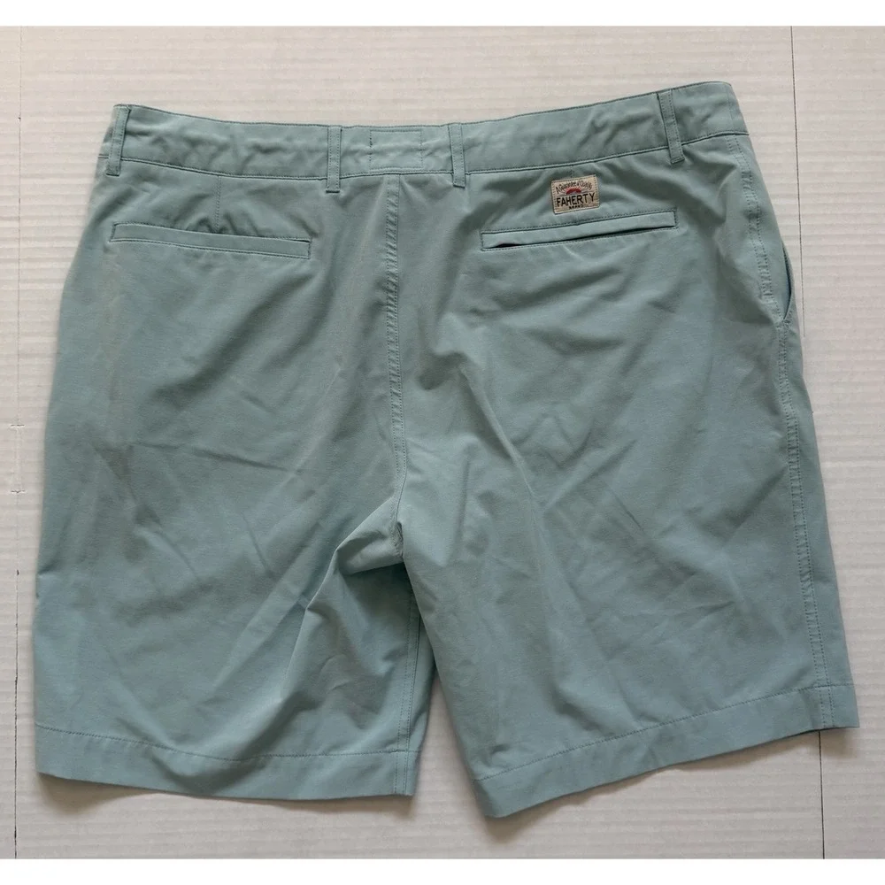 Faherty All Day Shorts Mens 36 Blue Chino Athletic Drawstring Unlined Summer